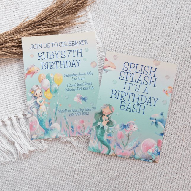 Sirène sous les filles de la mer Invitation d'anni (Créateur téléchargé)