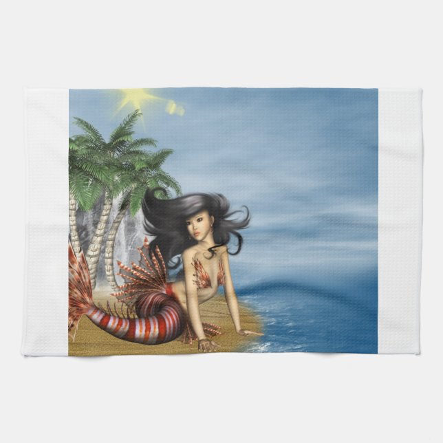 Sirène sur la serviette de plage (Horizontal)