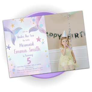Sirène violet rose Invitations Anniversaire W Phot
