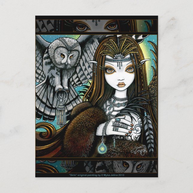 Sirin Owen Goddess Tribal Tattoo Fae Carte postale (Devant)