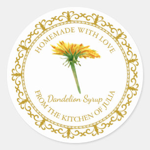 Sirop de Dandelion maison vintage Étiquette l Blan