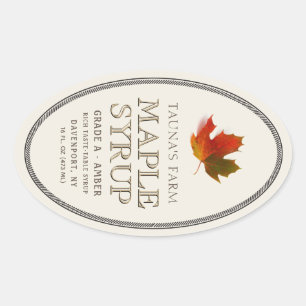 Sirop d'érable Bordure ovale Coloré Étiquette feui