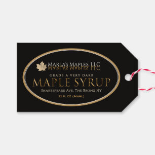 Sirop d'érable étiquette feuille d'or ovale sur no