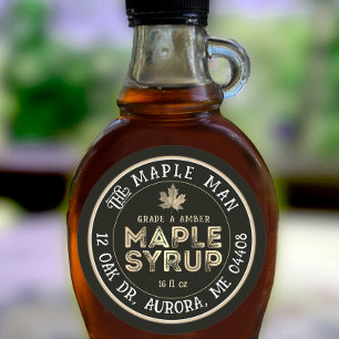 Sirop d'érable noir et or rustique Étiquette feuil