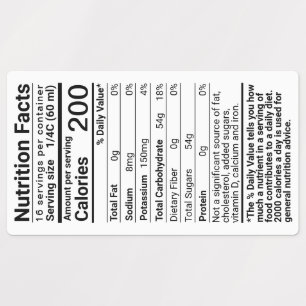 Sirop d'érable Valeur nutritive Étiquettes impermé