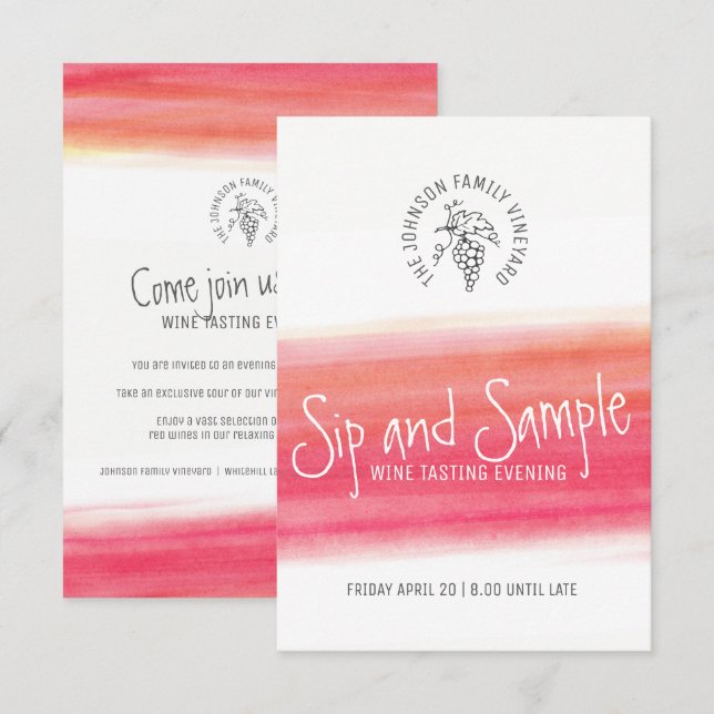 Siroter et déguster des invitations à déguster du  (Devant / Derrière)