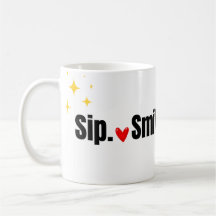 Sirotez. Souriez. Répétez. Mug à café à typographi