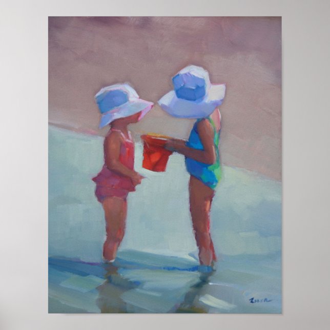 "Sisters in Sun Hats" - 14"x11" POSTER (Devant)