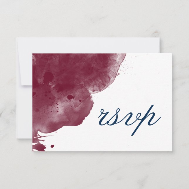 Site Bourgogne & Marine Watercolor Wedding RSVP (Devant)