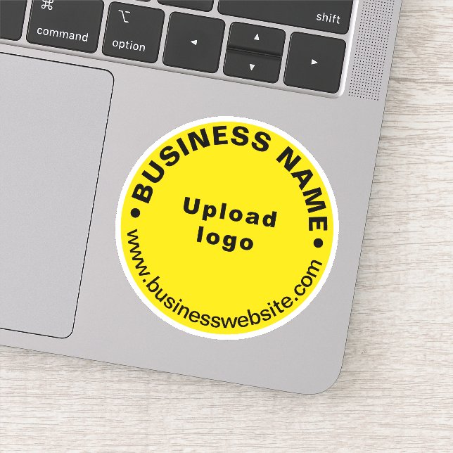 Site d'affaires sur Sticker de vinyle rond jaune (Détail)