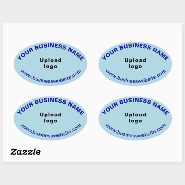 Site d'affaires sur Sticker en forme ovale bleu cl (Feuille)