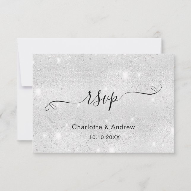 Site du mariage de parties scintillant Silver RSVP (Devant)