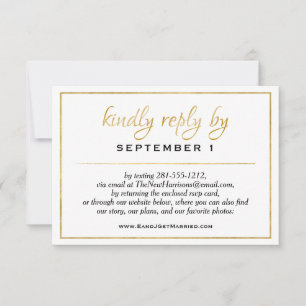 Site Elegant Mariage de script or / Réception RSVP