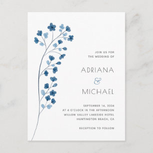 Site Mariage Floral bleu moderne Invitation