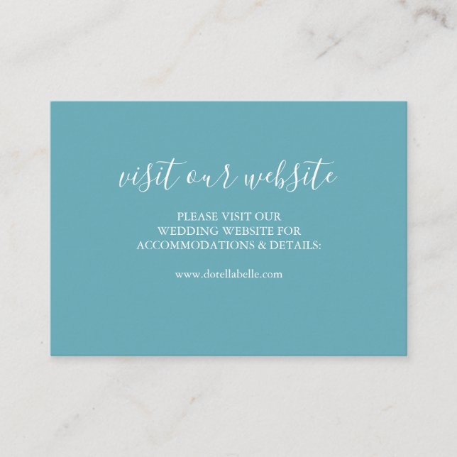 Site mariage Insérer Carte Turquoise Bleu Script (Devant)