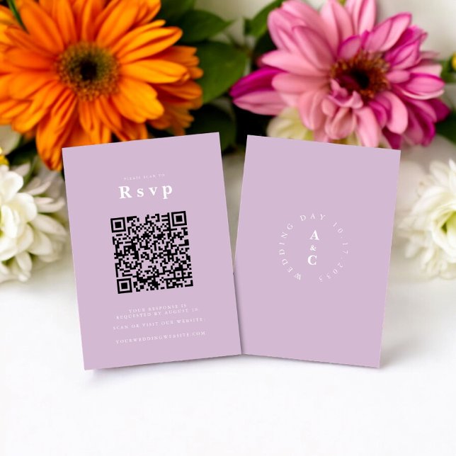Site mariage | RSVP QR Code photo lilic (wedding website , tie the knot qr code , modern wedding rsvp )