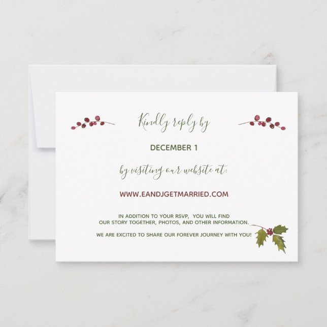 Site Red Poinsettia Noel Mariage RSVP (Devant)