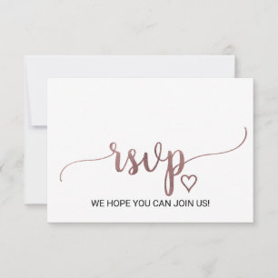Site Web de calligraphie or Rose simple Carte RSVP