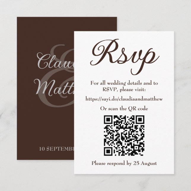 Site Web de Mariage Espresso RSVP avec Code QR (Devant / Derrière)