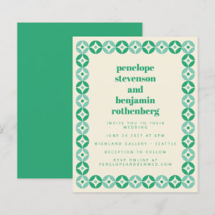 Site Web de Mariage Géométrique Vert Bleu Budget