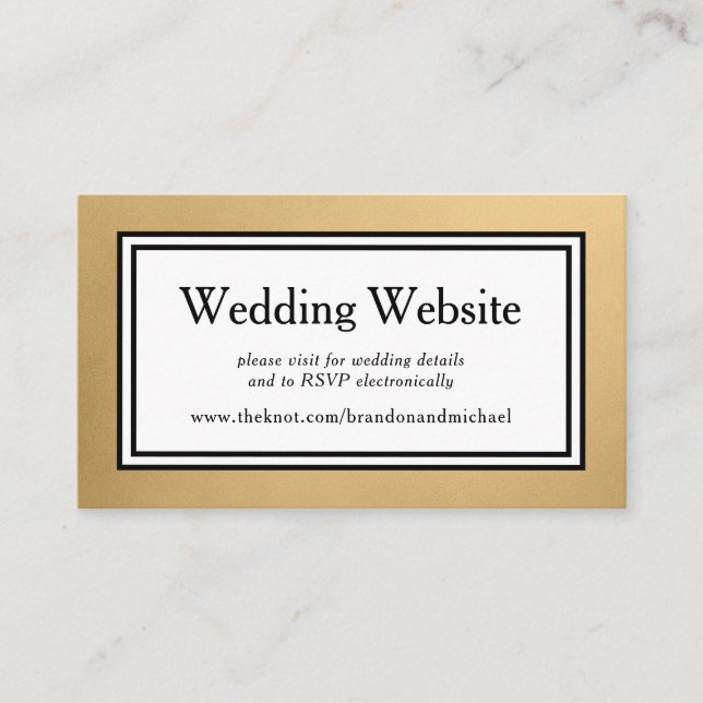 Site Web de Mariage Moderne LGBTQ Gold - Carte de  (Devant)