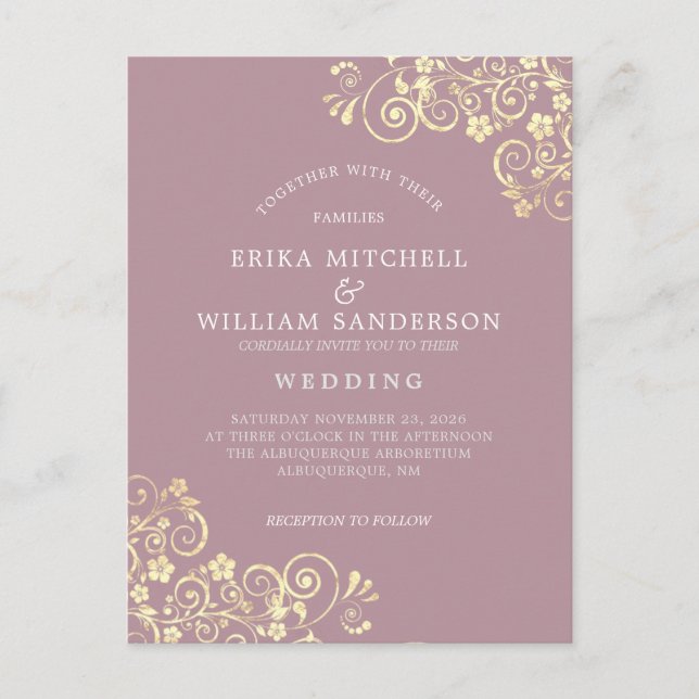 Site Web de RSVP pour Invitation de Mariage Rose D (Devant)