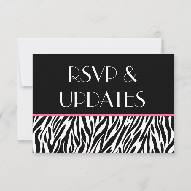 Site web en noir blanc rose Zebra RSVP et cartes d (Devant)