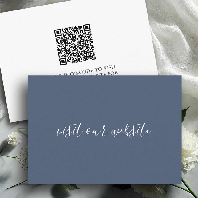 Site Web mariage Insertion Carte - Bleu côtier Scr (Wedding website qr-code insert card navy blue)