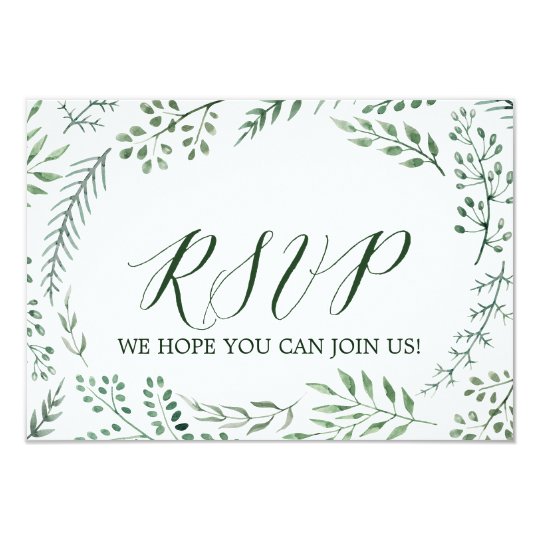 Site Web rustique vert RSVP de mariage de Carton D'invitation 8,89 Cm X 12,70 Cm