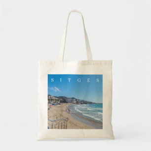 Sitges beach view tote bag