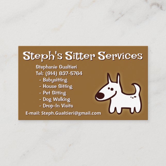Sitter Chien PERSONNALISABLE / Cartes de visite Wa (Devant)