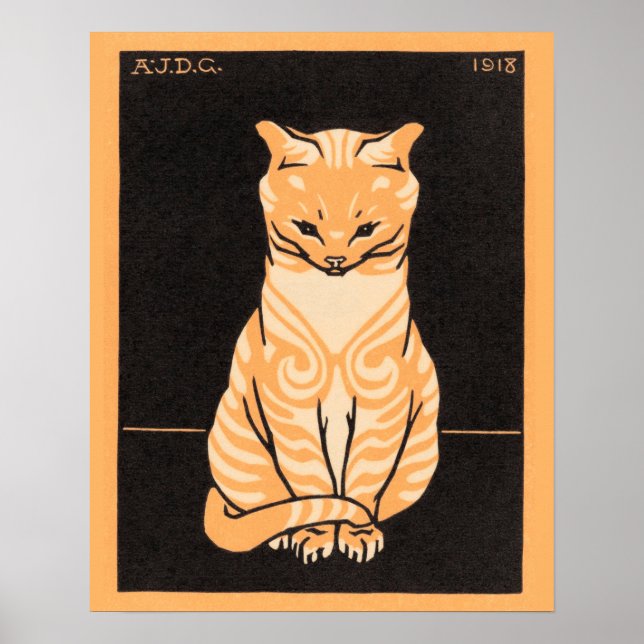 Sitting Cat by Julie de Graag Poster (Devant)