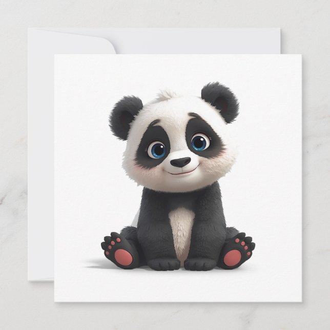 Sitting Panda Bear Cartoon Illustration Art Card (Devant)