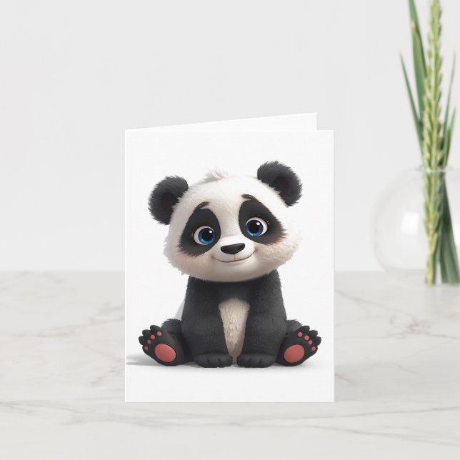 Sitting Panda Bear Cartoon Illustration Art Card (Devant)