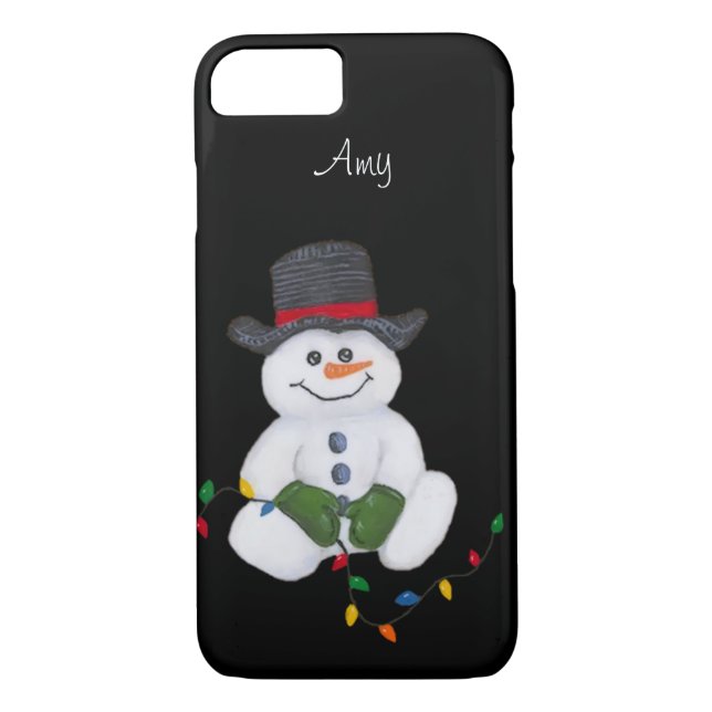Sitting Snowman iPhone 7 Coque (Dos)