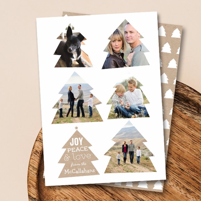 Six arbres de Noël Cinq photos Carte de vacances m (Créateur téléchargé)