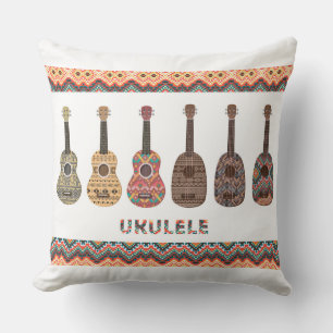 Six Coussin de motif d'ukulélé