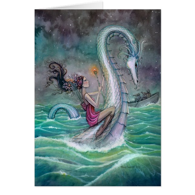 Six de Bâtons Tarot Fantastique Art Serpent Marin (Devant)