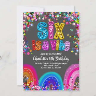 Six est une Vibe Rainbow Party Invitation