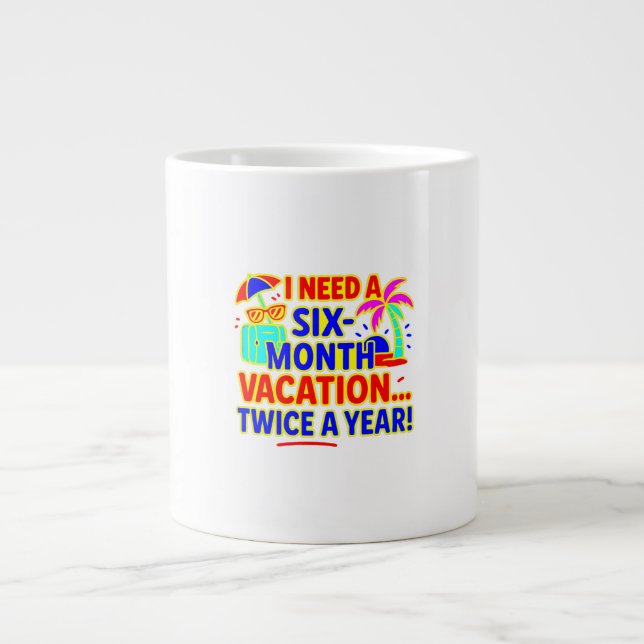 Six-Month Vacation Twice a Year Funny Mug (Devant)