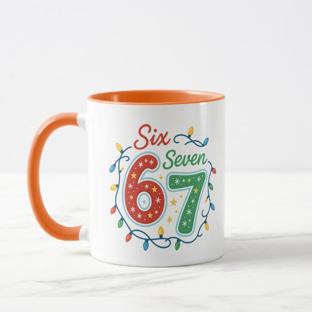 Six Seven 67 Mug de Noël Meme, Humour de vacances  (Gauche)