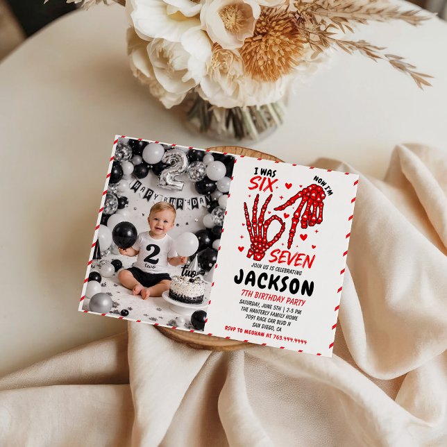 Six Seven Birthday Skeleton Hands Party Invitation (Six Seven Birthday Skeleton Hands Party Invitation
)