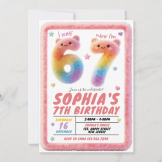 Six Seven Fluffy Fur Birthday Invitation