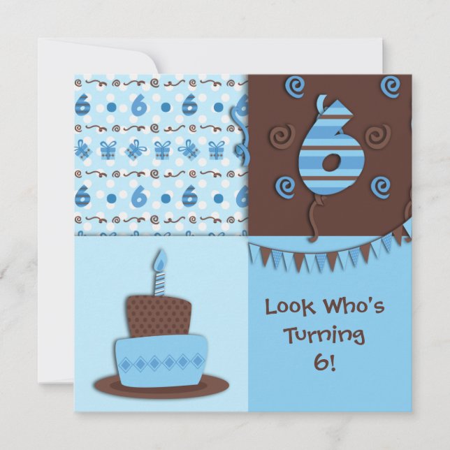 Sixième anniversaire : Garçon : Invitation (Devant)