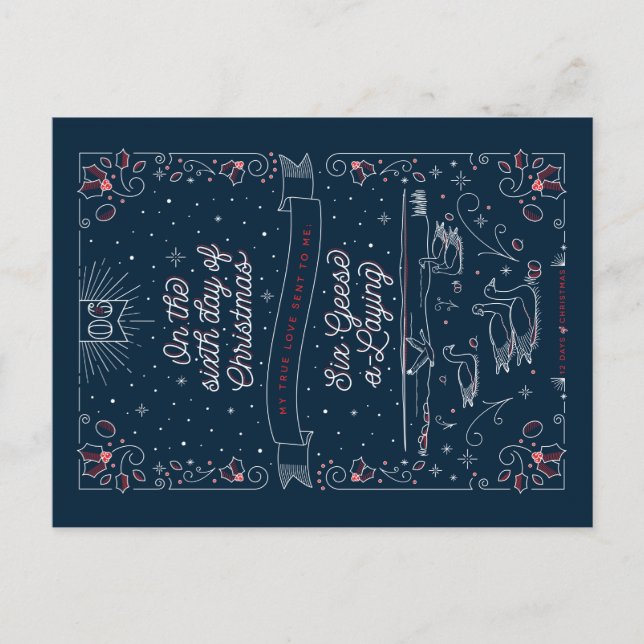 SIXIÈME JOUR DE NOËL / Carte de Noël (Devant)