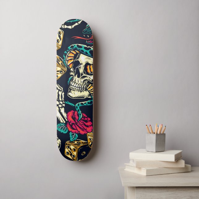 Skate et skateboard Rose (Art mural)