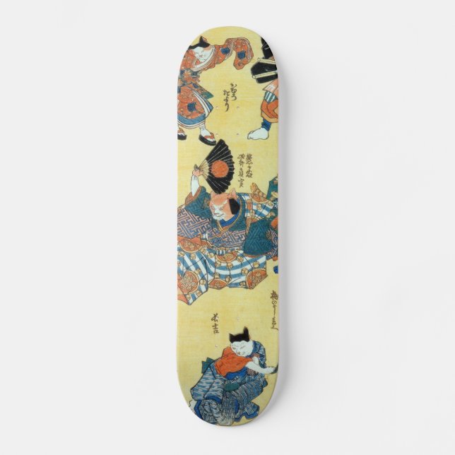 Skateboard 流 行 猫 の 狂 言 づ de , Acteurs  du Chat, Kuniyoshi, Uk (Recto)