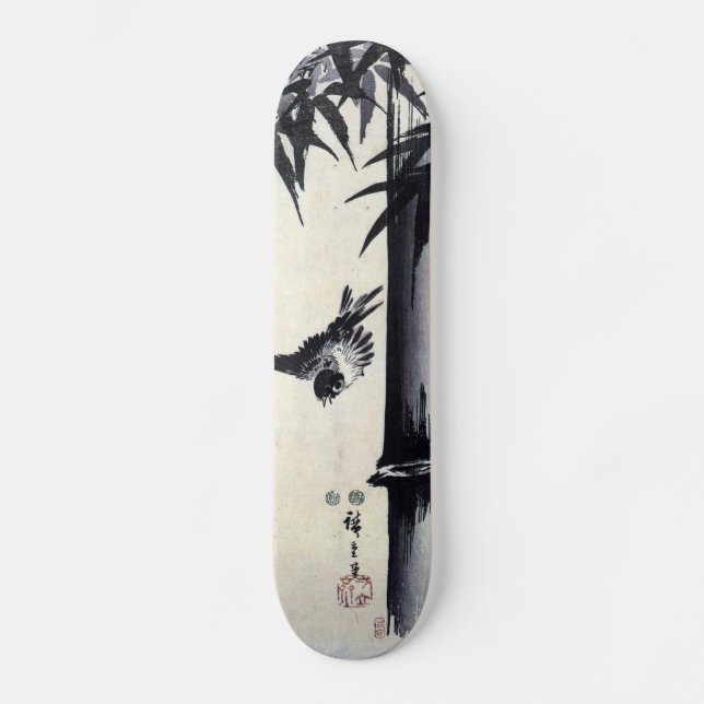 Skateboard 竹 に 雀, 歌 川 広 重 bambou & moelle d'oreille, Hiroshig (Recto)