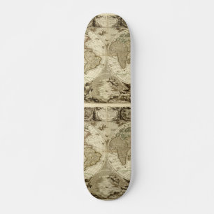 Skateboard 1708 World Map by Jean Baptiste Nolin