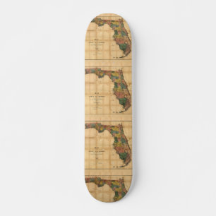 Skateboard 1856 Carte de l'État de Floride par Columbus Drew